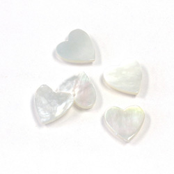 Shell Flat Back Flat Top Straight Side Stone - Heart 09.5MM WHITE MOP