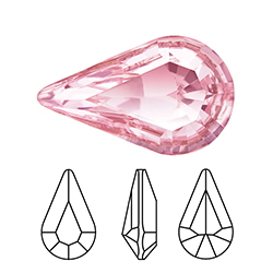 Preciosa Crystal Point Back MAXIMA Fancy Stone - Pear 13x7.8MM LT ROSE