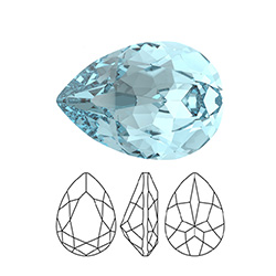 Preciosa Crystal Point Back MAXIMA Fancy Stone - Baroque Pear 14x10MM AQUA BOHEMICA