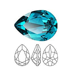 Preciosa Crystal Point Back MAXIMA Fancy Stone - Baroque Pear 14x10MM BLUE ZIRCON