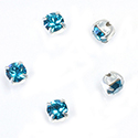 Crystal Stone in Metal Sew-On Setting - Chaton SS16 MAXIMA BLUE ZIRCON-SILVER