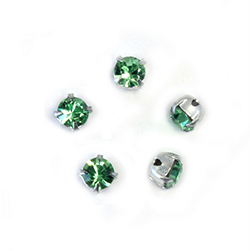 Crystal Stone in Metal Sew-On Setting - Chaton SS16 MAXIMA PERIDOT-SILVER