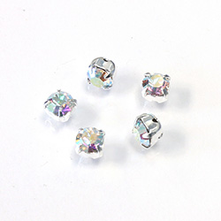 Crystal Stone in Metal Sew-On Setting - Chaton SS16 MAXIMA CRYSTAL AB-SILVER