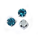 Crystal Stone in Metal Sew-On Setting - Chaton SS20 MAXIMA BLUE ZIRCON-SILVER