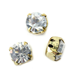 Crystal Stone in Metal Sew-On Setting - Chaton SS34 MAXIMA CRYSTAL-GOLD