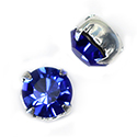 Crystal Stone in Metal Sew-On Setting - Chaton SS39 MAXIMA SAPPHIRE-SILVER