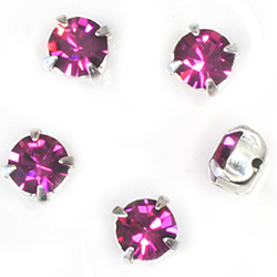 Crystal Stone in Metal Sew-On Setting - Chaton SS29 MAXIMA FUCHSIA-SILVER