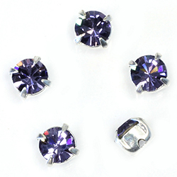 Crystal Stone in Metal Sew-On Setting - Chaton SS29 MAXIMA TANZANITE-SILVER