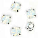 Crystal Stone in Metal Sew-On Setting - Chaton SS29 MAXIMA WHITE OPAL-SILVER