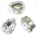 Crystal Stone in Metal Sew-On Setting - Pear 14x10MM MAXIMA CRYSTAL-SILVER