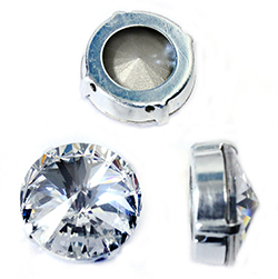 Crystal Stone in Metal Sew-On Setting - Rivoli 16MM MAXIMA CRYSTAL-SILVER