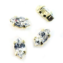 Crystal Stone in Metal Sew-On Setting - Navette 08x4MM MAXIMA CRYSTAL-RAW