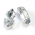 Crystal Stone in Metal Sew-On Setting - Navette 15x7MM MAXIMA CRYSTAL-SILVER