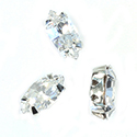 Crystal Stone in Metal Sew-On Setting - Navette 10x5MM MAXIMA CRYSTAL-SILVER