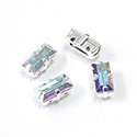 Crystal Stone in Metal Sew-On Setting - Baguette 10x5MM MAXIMA CRYSTAL AB-SILVER