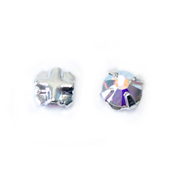 Crystal Stone in Metal Sew-On Setting - Rose Montee SS12 CRYSTAL AB-SILVER MAXIMA