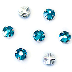 Crystal Stone in Metal Sew-On Setting - Rose Montee SS16 BLUE ZIRCON-SILVER MAXIMA