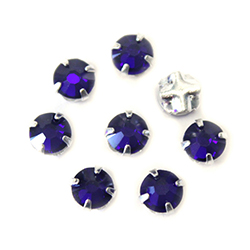 Crystal Stone in Metal Sew-On Setting - Rose Montee SS16 COBALT-SILVER MAXIMA