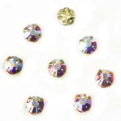 Crystal Stone in Metal Sew-On Setting - Rose Montee SS16 CRYSTAL AB-GOLD MAXIMA