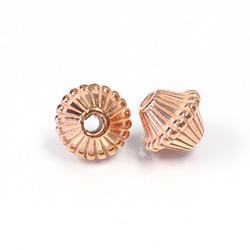 Metalized Plastic Bead - Ribbed Bicone 19x16MM COPPER