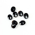Gemstone Flat Back Stone with Faceted Top Rauten Rose - Oval 08x6MM BLACK ONYX