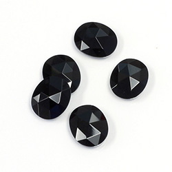 Gemstone Flat Back Stone with Faceted Top Rauten Rose - Oval 12x10MM BLACK ONYX