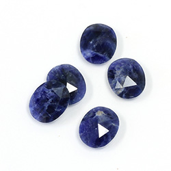 Gemstone Flat Back Stone with Faceted Top Rauten Rose - Oval 12x10MM SODALITE