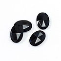 Gemstone Flat Back Stone with Faceted Top Rauten Rose - Oval 14x10MM BLACK ONYX