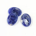 Gemstone Flat Back Stone with Faceted Top Rauten Rose - Oval 18x13MM SODALITE