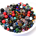 Czech Glass Bead Mix - Round Pressed Assorted MIXED Colors and Sizes
