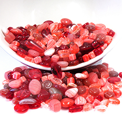 Czech Glass Bead Mix - Assorted shapes - Size Range from Approx. 4mm - 16mm RED