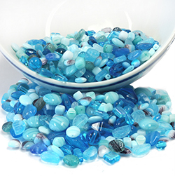 Czech Glass Bead Mix - Assorted shapes - Size Range from Approx. 4mm - 16mm AQUA