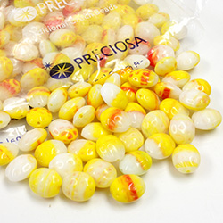 Czech Glass Bead Mix - Oval 12x10MM MIXED YELLOW