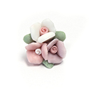 Ceramic Flat Back Flower - Rose Cluster 3x8MM MULTI COLOR