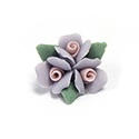 Ceramic Flat Back Flower - Rose Cluster 3x8MM PURPLE with PINK