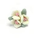 Ceramic Flat Back Flower - Rose Cluster 3x8MM YELLOW with PINK