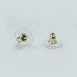 Brass 5x6MM Bullet Clutch Back with Clear Comfort Pad  (approx. 12mm)  -  Plated Gold