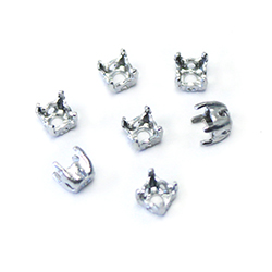 Brass Sew-On Setting - Open Back - Round PP24/PP25 - IMIT. SILVER FINISH
