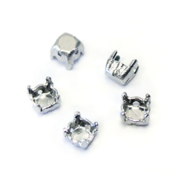 Brass Sew-On Setting - Open Back - Round PP31/PP32 - IMIT. SILVER FINISH
