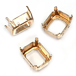 Brass Sew-On Setting - Open Back - Octagon 12x10mm - RAW BRASS