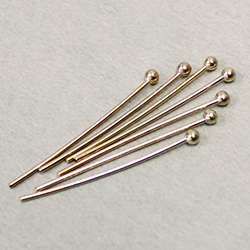 Brass Ball Head Pin 25.4mm x 0.71mm, (1 INCH), Nickel Free, Gold Plated