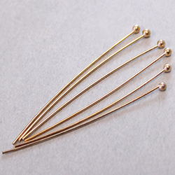 Brass Ball Headpin 38.1mm x 0.6mm, (1.5 INCH), NIckel Free, Gold Plated