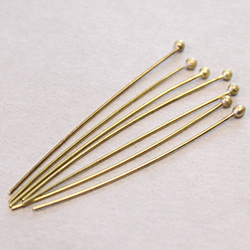 Brass Ball Headpin 38.1mm x 0.6mm, (1.5 INCH), NIckel Free,  Raw unplated