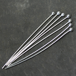 Brass Ball Headpin 38.1mm x 0.6mm, (1.5 INCH), NIckel Free, Silver Plated