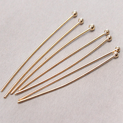 Brass Ball Headpin 38.1mm x 0.81mm, (1.5 INCH), NIckel Free, Gold Plated