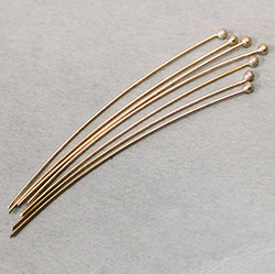 Brass Ball Head Pin 50.8mm x 0.6mm, (2 INCH), Nickel Free, Gold Plated