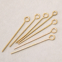 Brass Eyepin 22mm x 0.71mm, (7/8 INCH length), 0.71mm thickness (0.028")...21 Gauge, GOLD PLATED