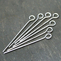 Brass Eyepin 22mm x 0.71mm, (7/8 INCH length), 0.71mm thickness (0.028")...21 Gauge, SILVER PLATED