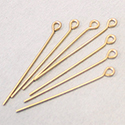 Brass Eyepin 25.4mm x 0.71mm, (1 INCH length), 0.71mm thickness (0.028")...21 Gauge, GOLD PLATED