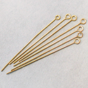 Brass Eyepin 38.1mm x 0.71mm, (1 1/2  INCH length), 0.71mm thickness (0.028")...21 Gauge, GOLD PLATED